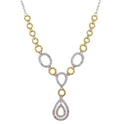 Sterling Silver Tri Color White CZ Necklace