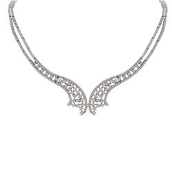 Rhodium Plated Sterling Silver, CZ Necklace With Double Safety Clasp,16"