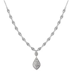 Sterling Silver CZ Holiday Necklace, 16" 3"