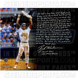 Rickey Henderson Signed 16X20 Story Photo