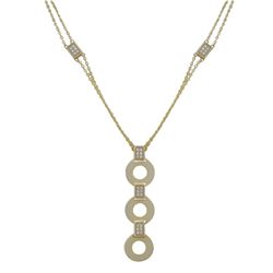 Matte Gold Tone Sterling Silver Three Circles On Two Row Chain Necklace -16