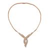 Image 2 : Rose Plated Sterling Silver CZ Necklace With Fold-Over Clasp, 16.5"