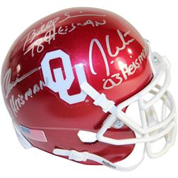 Steve Owens, Billy Sims & Jason White Triple Signed Oklahoma Sooners Schutt Mini Helmet W/ Heisman Y