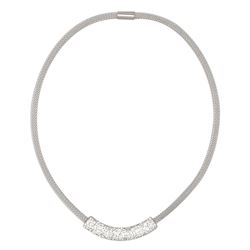 Silver Stainless Steel Mesh Magnet Necklace