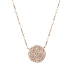 Rose Tone Sterling Silver 16Mm Round CZ Circle Necklace- 16