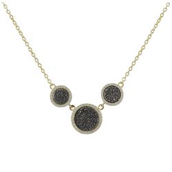 Sterling Silver Gold Grey Druzy Necklace