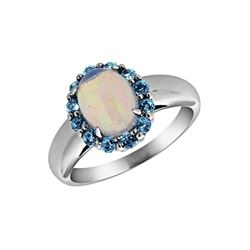 SS ETHIOPIAN OPAL / SWISS BLUE TOPAZ RING - Size 7 (#9894MUL1)