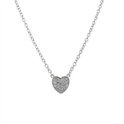 Sterling Silver 10Mm CZ Heart Necklace- 16