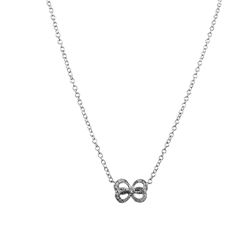 Sterling Silver CZ Bow Necklace