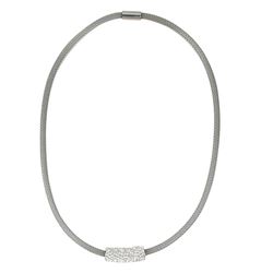 Silver Stainless Steel Mesh Magnet Necklace