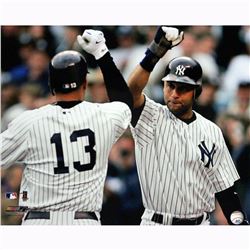 Derek Jeter Congratulating Alex Rodriguez After Home Run 16X20 Photo Uns