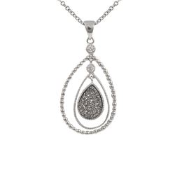 Sterling Silver Grey Teardrop Druzy CZ Pendant -1.69