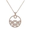 Image 1 : Rose Plated Sterling Silver 30Mm Circle CZ Pendant, Half Circle Design, 1.5"