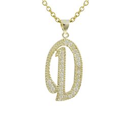 Sterling Silver CZ D Initial - Gold/White