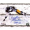 Image 1 : Curtis Martin Jets Signed Breaking Tackle Vs. Steelers 8X10 Photo W/ "HOF 12" Insc