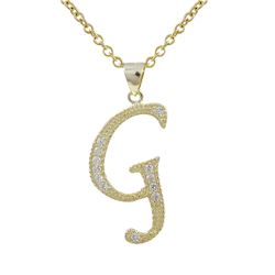 Sterling Silver CZ G Initial - Gold/White