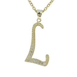 Sterling Silver CZ L Initial - Gold/White