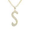 Image 1 : Sterling Silver CZ S Initial -Gold/White