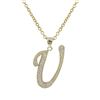 Image 1 : Sterling Silver CZ U Initial - Gold/White