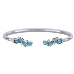 SS 3MM TUBING SWISS BLUE TOPAZ / WHITE TOPAZ END CAPS - Size AVG (#4403MUL)