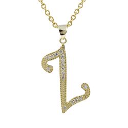 Sterling Silver CZ Z Initial - Gold/White