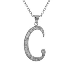 Sterling Silver CZ C Initial - Silver/White