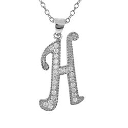 Sterling Silver CZ H Initial - Silver/White