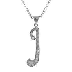 Sterling Silver CZ J Initial - Silver/White