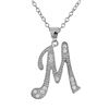 Image 1 : Sterling Silver CZ M Initial - Silver/White
