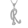 Image 1 : Sterling Silver CZ R Initial - Silver/White