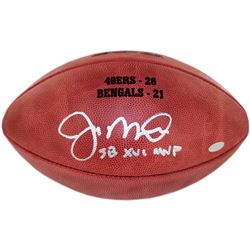 Joe Montana Signed Super Bowl XVI Football W/"SB XVI MVP Insc. & Final Score Engraved