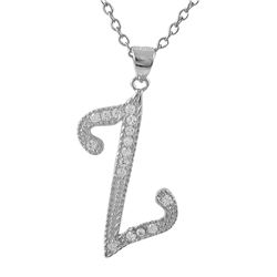 Sterling Silver CZ Z Initial - Silver/White