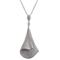 Sterling Silver Pendant Diamond Shape Pave With White Czs