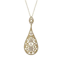 Gold Plated Sterling Silver Filigree Teardrop CZ Pendant  -2.34