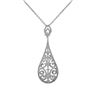 Image 1 : Sterling Silver Filigree Teardrop Pendant With AAA Czs