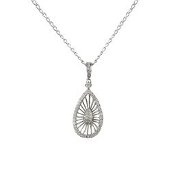 Sterling Silver Teardrop Pendant With White Czs