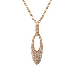 Rose Plated Sterling Silver Pave CZ Pendant