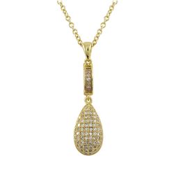 Gold Plated Sterling Silver CZ Pave Teardrop Pendant