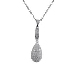 Sterling Silver CZ Pave Teardrop Pendant