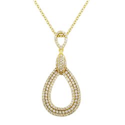 Gold Tone Sterling Silver Dangling Open Teardrop Shape Pendant With CZ-46M