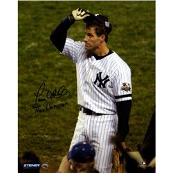 Paul O'neill Signed 2001 World Series Tip Cap Vertical 8X10 Photo W/ "Warrior" Insc.