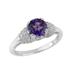 SS AMETHYST / DIAMOND RING - Size 7 (#10161A)
