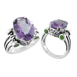 SILVER AMETHYST / CHROME DIOPSIDE RING - Size 7 (#8740MUL)