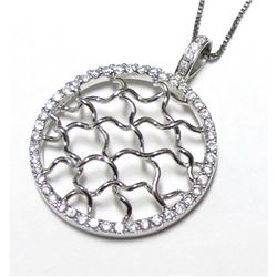 Two Tone CZ-Sterling Silver Pendant