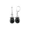 Image 1 : 1/4CT DIAMOND / ONYX SILVER LEVERBACK EARRINGS (#5661ON)