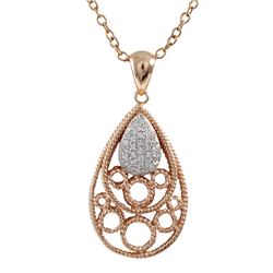 Sterling Silver Rose Gold CZ Pendant