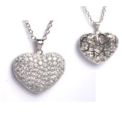 Sterling Silver-CZ Heart Pendant