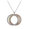 Image 2 : Tri Color Sterling Silver, Three 29Mm Linked CZ Rings Pendant Dimensions: 34Mm Wide X 36Mm Long X 3M