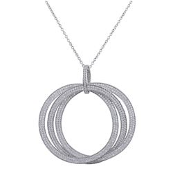 Sterling Silver CZ Three 50Mm Linked Circles Pendant -2.36"