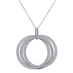 Sterling Silver CZ Three 50Mm Linked Circles Pendant -2.36"